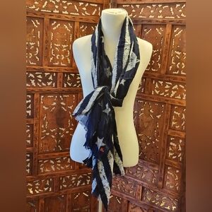 Polo Ralph Lauren Blue and White American Flag Scarf Sarong